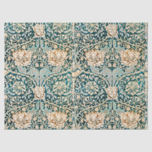 Morris Teal Blue Honeysuckle Floral Wallpaper Tissue Paper