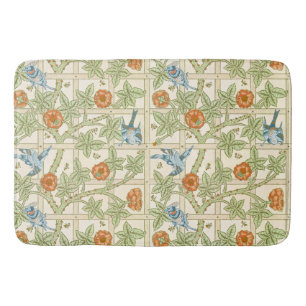 Morris' Trellis 1862 Vintage Flower & Bird Pattern Bath Mat
