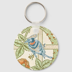 Morris' Trellis 1862 Vintage Flower & Bird Pattern Key Ring
