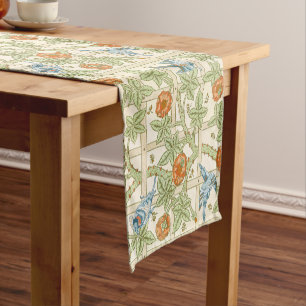 Morris' Trellis 1862 Vintage Flower & Bird Pattern Short Table Runner
