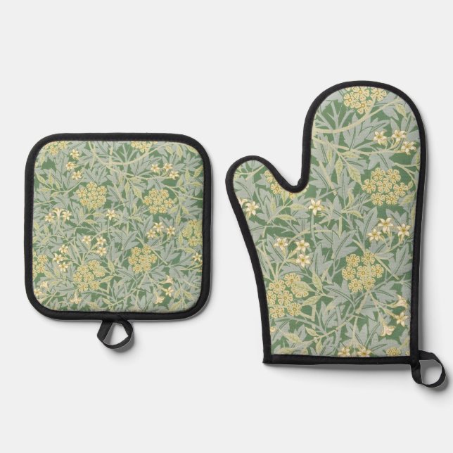 Morris Vine & Jasmine Garden Flower Classic Oven Mitt & Pot Holder Set (Front)