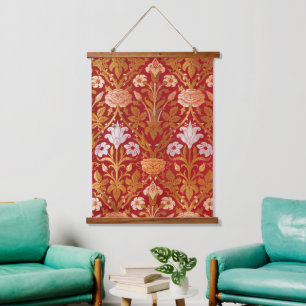 Morris - Vintage 1893 Rose & Lily Flower Pattern Hanging Tapestry