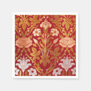 Morris - Vintage 1893 Rose & Lily Flower Pattern Napkin