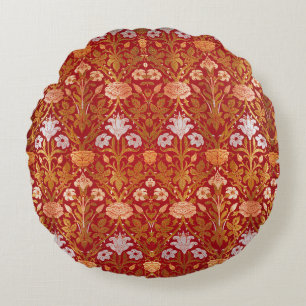 Morris - Vintage 1893 Rose & Lily Flower Pattern Round Cushion