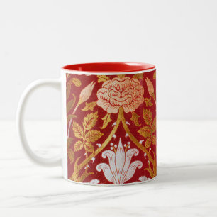 Morris - Vintage 1893 Rose & Lily Flower Pattern Two-Tone Coffee Mug