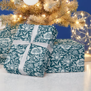 Morris Vintage Blue & White Floral Pattern Wrapping Paper