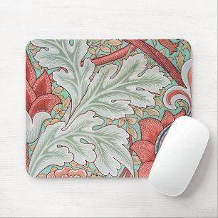 Morris Vintage Foliage & Floral Pattern Red Style Mouse Pad