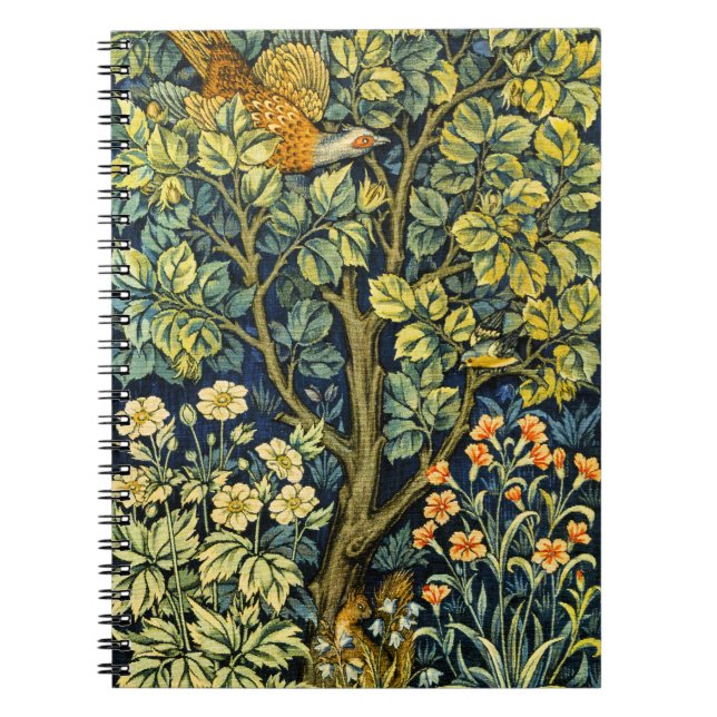 Morris Vintage Pheasant squirrel & Flower Pattern Notebook (Front)