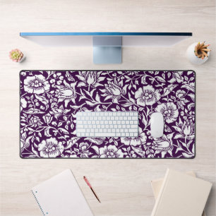 Morris Vintage Purple & White Floral Pattern Desk Mat