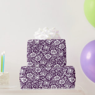 Morris Vintage Purple & White Floral Pattern Wrapping Paper