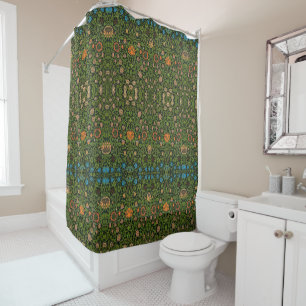 Morris Vintage Violet and Columbine Floral Pattern Shower Curtain