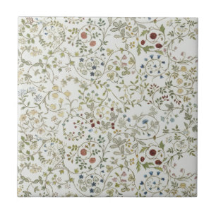 Morris vintage windrush embroidery Floral Pattern Ceramic Tile