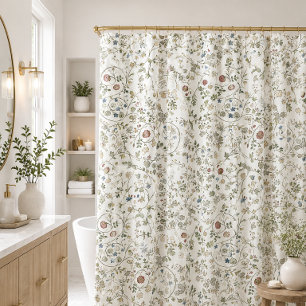 Morris vintage windrush embroidery Floral Pattern Shower Curtain