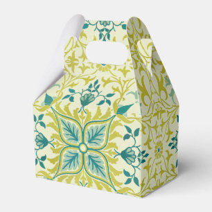 Morris Yellow Turquoise Vine & Flower Pattern Favour Box
