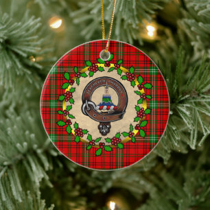 Morrison Badge & Tartan Personalised Christmas Ceramic Ornament