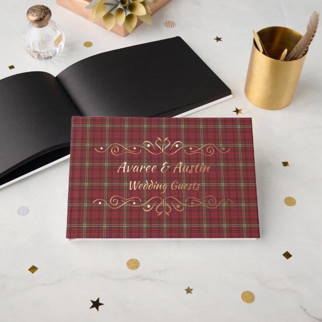 Morrison Red Weathered Original Scottish Tartan Guest Book (Front Open)