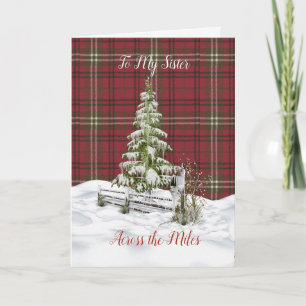 Morrison Red Weathered Tartan Sister Christmas Holiday Card