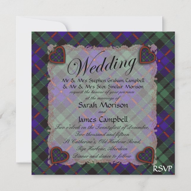 Morrison Scottish clan tartan - Plaid Invitation (Front)
