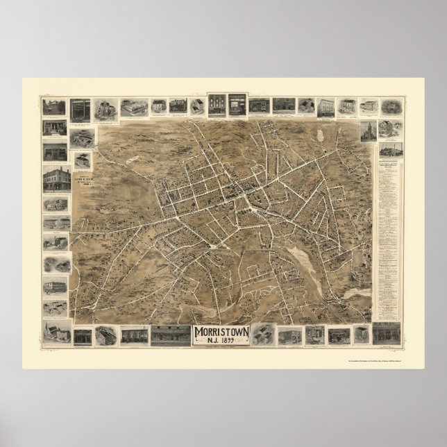 Morristown, NJ Panoramic Map - 1899 Poster (Front)