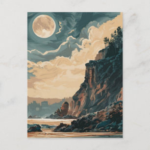 Morro Bay Beach California Painting Postcard