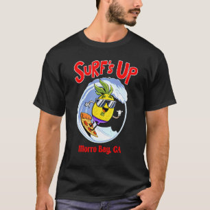 Morro Bay Beach For Kids Pineapple Surfing On Pizz T-Shirt