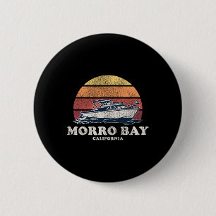Morro Bay Ca Vintage Boating 70s Retro Boat Design 6 Cm Round Badge