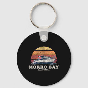 Morro Bay Ca Vintage Boating 70s Retro Boat Design Key Ring