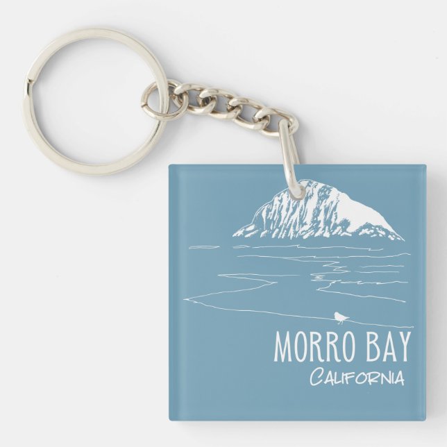 Morro Bay California Morro Rock Art Key Ring (Front)