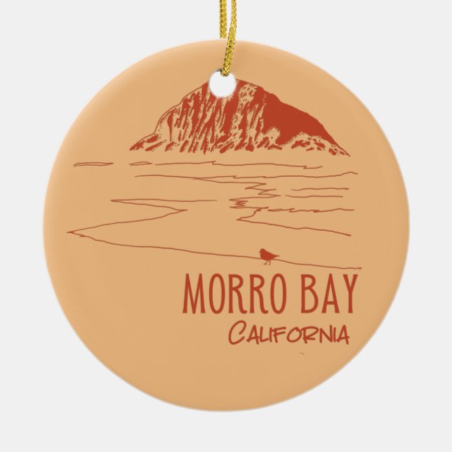 Morro Bay California Morro Rock Ceramic Ornament (Front)