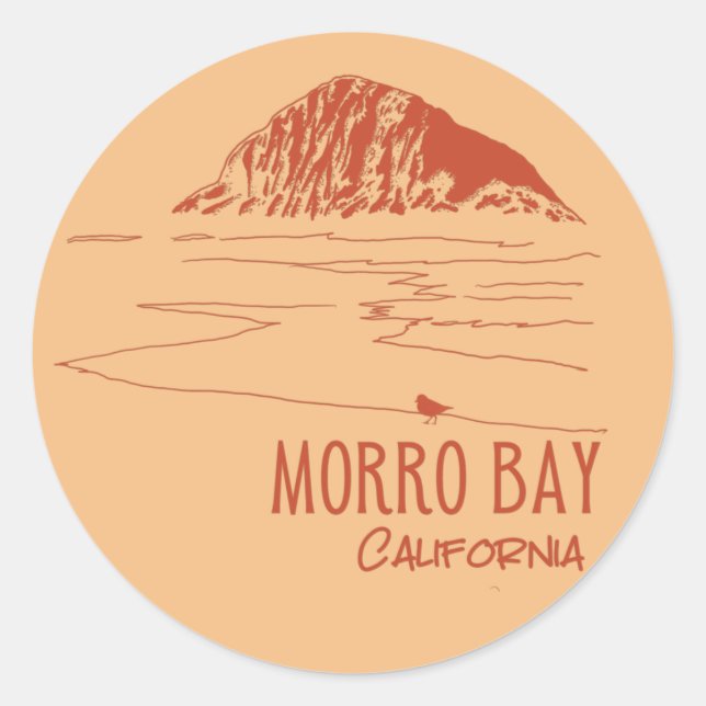 Morro Bay California Morro Rock Classic Round Sticker (Front)