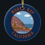 Morro Bay California Retro Distressed Circle Ceramic Ornament<br><div class="desc">Morro Rock in a vector art style. It's known for Morro Rock,  an ancient volcanic mound at the end of Morro Rock Beach.</div>