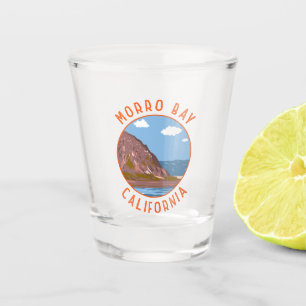 Morro Bay California Retro Distressed Circle Shot Glass