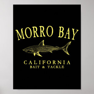 Morro bay california shark retro yellow art poster