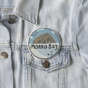 Morro Bay Central California Illustration Beach 7.5 Cm Round Badge