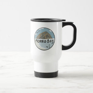 Morro Bay Central California Illustration Beach  Travel Mug