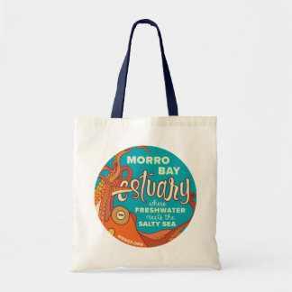 Morro Bay Estuary Octopus Tote with Navy Handles Bag