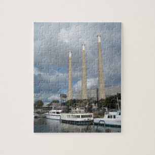Morro Bay Fishing Boats and Smokestacks Jigsaw Puzzle