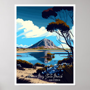 Morro Bay State Beach California vintage travel Poster