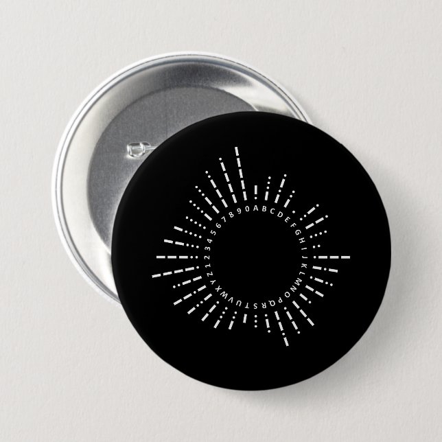 Morse Code Alphabet 7.5 Cm Round Badge (Front & Back)