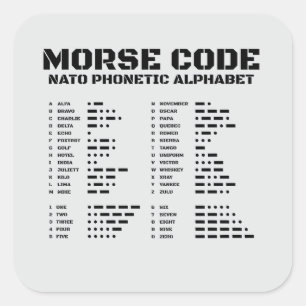 Morse Code Alphabet NATO Phonetic Reference A Z Square Sticker