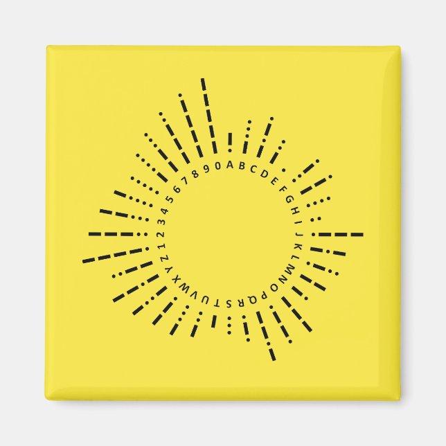 Morse Code Alphabet – Yellow Technical Design Magnet (Front)