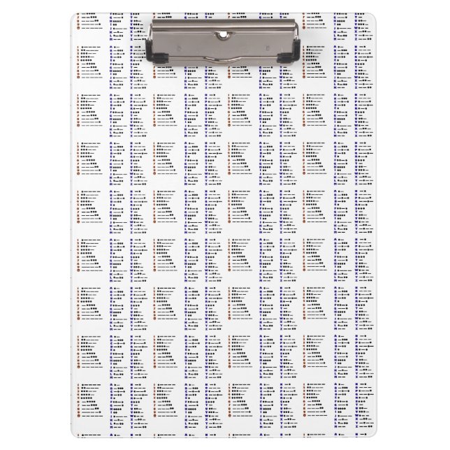 Morse Code Chart Clipboard  Customise It! (Front)