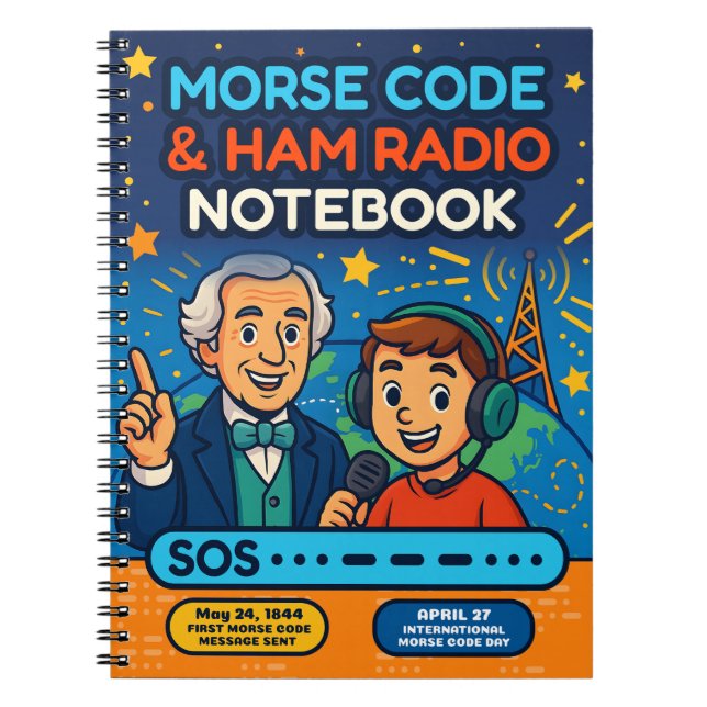 Morse Code & HAM Radio For Kids Notebook (Front)