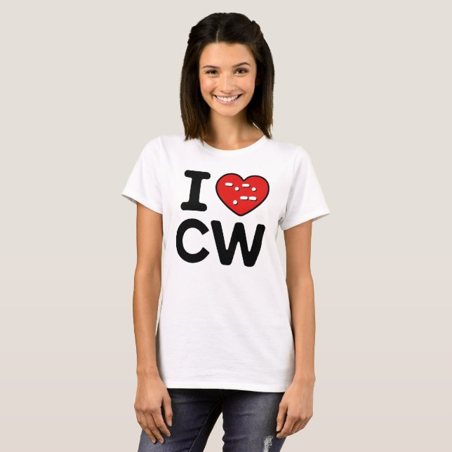 Morse Code Love – CW Whispering Waves T-Shirt (Front Full)