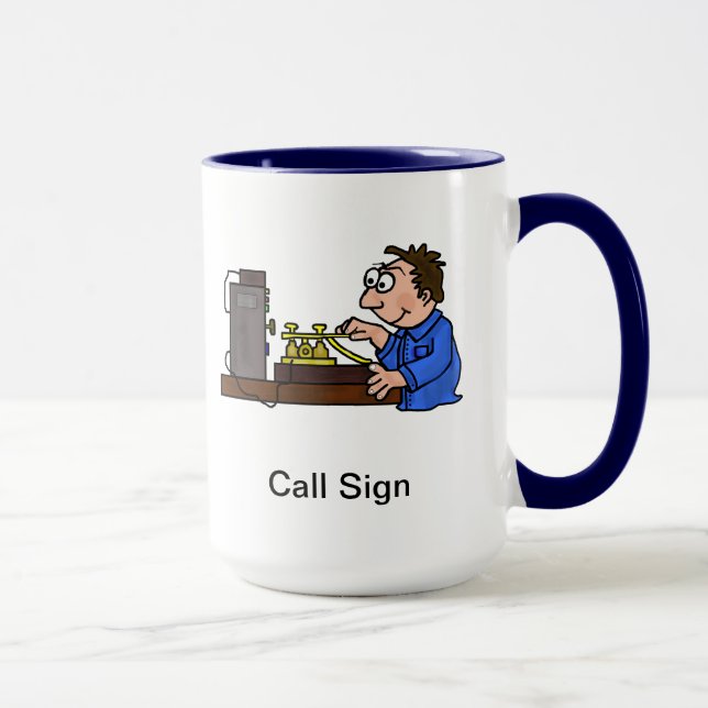 Morse Code Male Operator Brown Hair Mug  Customise (Right)