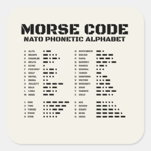Morse Code NATO Phonetic Alphabet Chart A Z Square Sticker