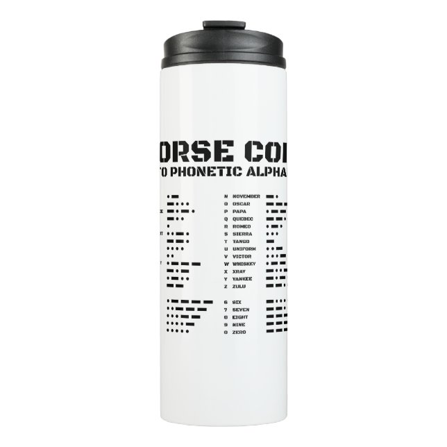 Morse Code NATO Phonetic Alphabet CW Thermal Tumbler (Front)