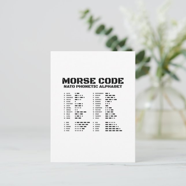 Morse Code NATO Phonetic Alphabet Postcard (Standing Front)