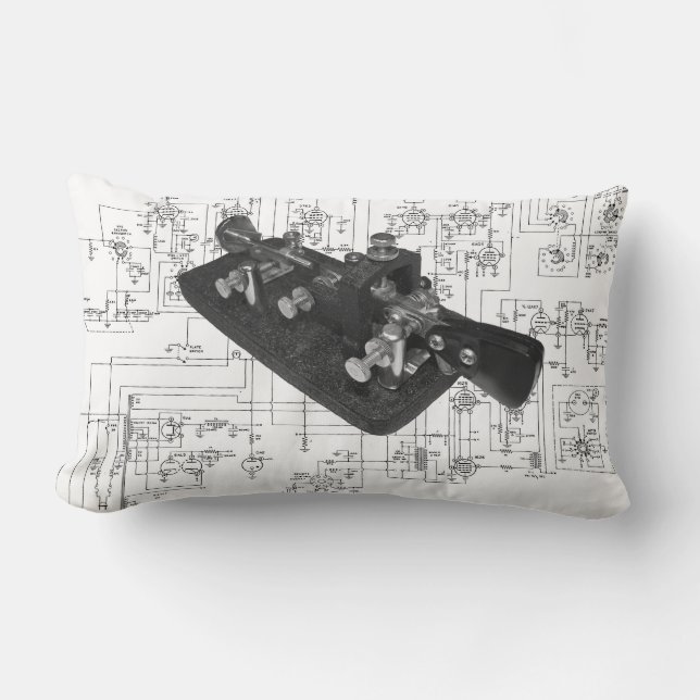 Morse Code Radio Key Schematic Lumbar Pillow (Front)