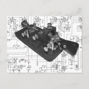 Morse Code Radio Key Schematic Postcard